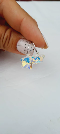 argollita de 15 mm y cristal swarovski estrellas de 13 mm