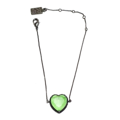 Pulseira Coração Fusion Green Glow Cravejada com Zircônias Negras no Banho de Ródio Negro - comprar online