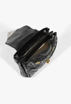BOLSA MEDIA S95 SHINE CRINKLE COURO PRETO - LUAR