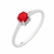Anel de prata solitário zircônia redondo vermelho Fa Rabelo Shop