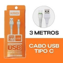 Cabo USB kaidi Tipo C KD-332C branco 300cm - comprar online