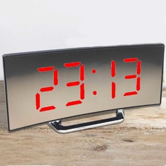 Relogio Digital com Alarme e Temperatura LED Curvado vermelho