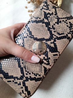 Billetera piel de serpiente marron y negra - Luna Joyas