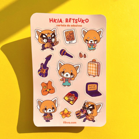aggretsuko - cartela de adesivos