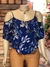 BLUSA AZUL ESTAMPA BLANCA - comprar online