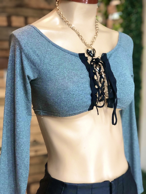 TOPS GRIS TOPO TRENZADO