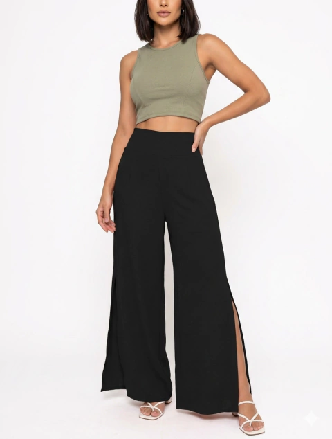 Calça Pantacourt com fenda em viscolycra - comprar online