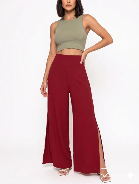 Calça Pantacourt com fenda em viscolycra - comprar online