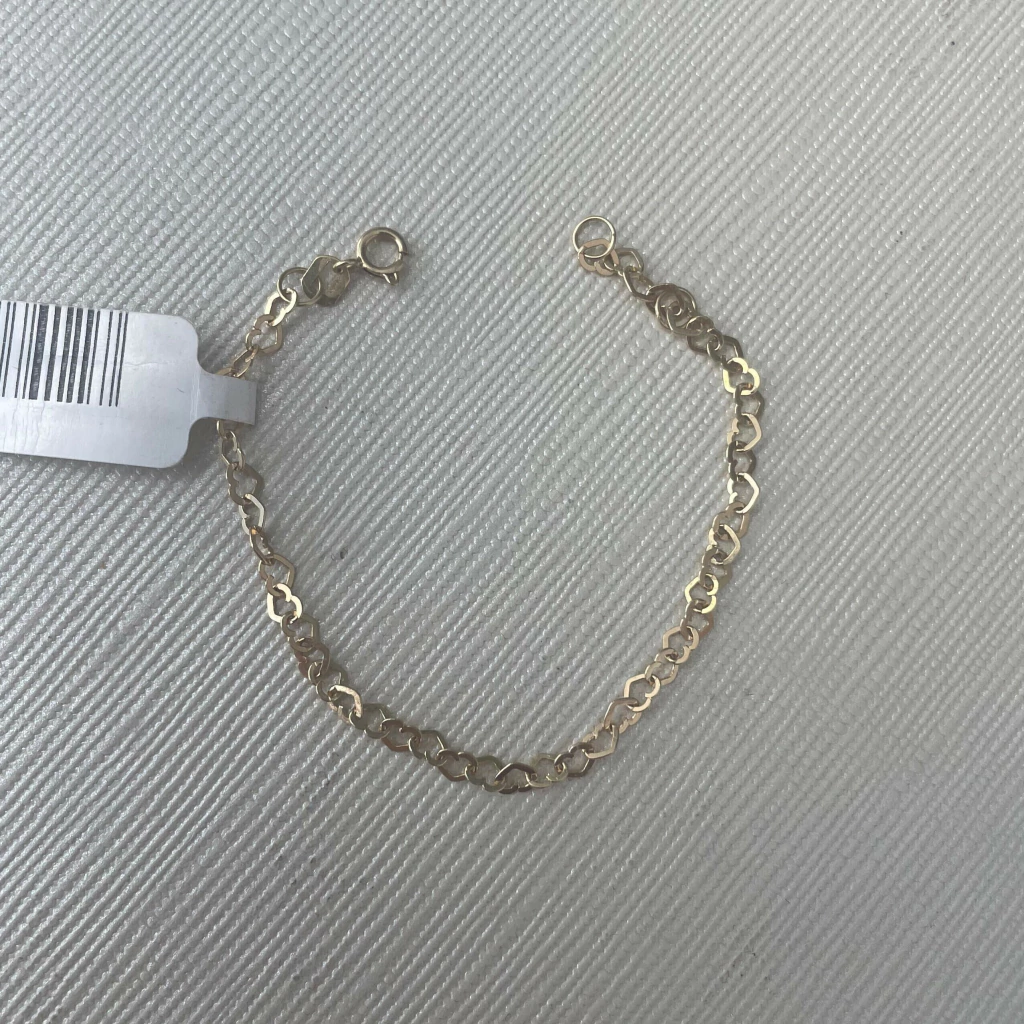 Pulseira Elos Corações Infantil Ouro 18K/750