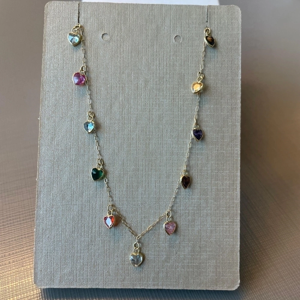 Colar Corações Ouro 18K/750 Zircônia