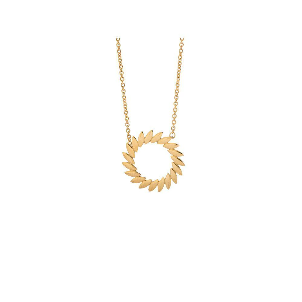 Colar Circulo Pétalas Ouro 18K/750