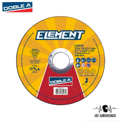DISCO CORTE OXIDO DE ALUMINIO DOBLE A ELEMENT 115x1,6x22,2 MM CAJA X 25 UNIDADES