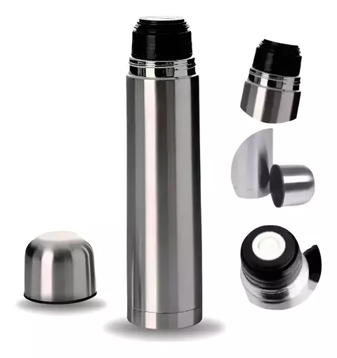 Termo Bala Acero Inoxidable 1 Litro Con Funda Y Pico Cebador