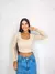 Cropped manga longa decote quadrado
