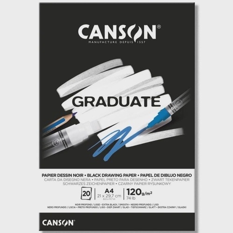 Bloco Canson Graduate Desenho Preto 120g/m² A4