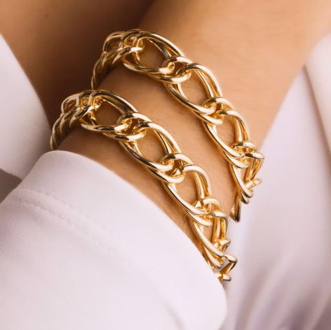 Pulseira elo max grumet duplo ( escolha o banho)