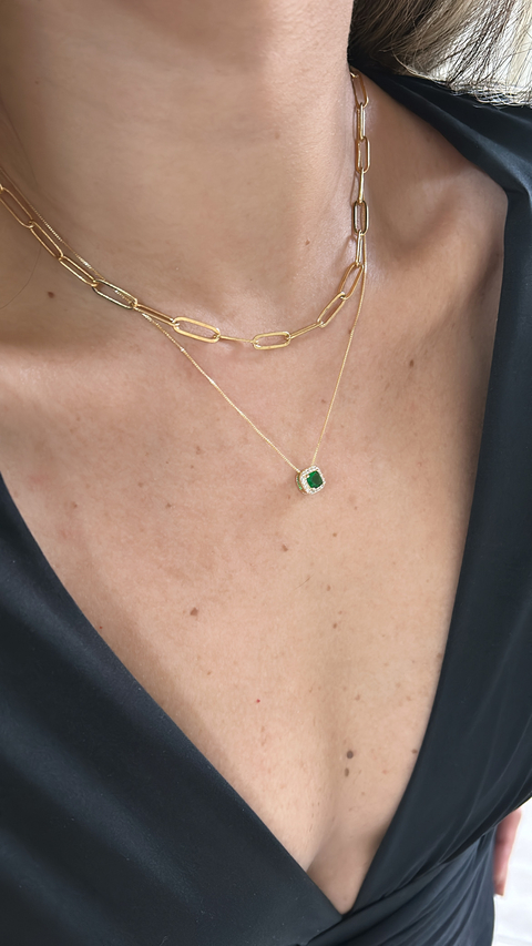 Colar ponto de luz zircônia verde esmeralda - comprar online