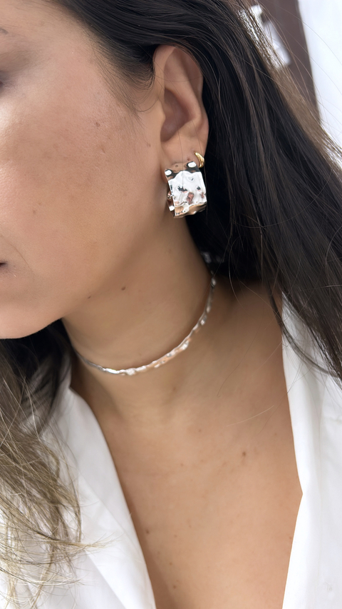 Brinco argola martelada (escolha o banho)