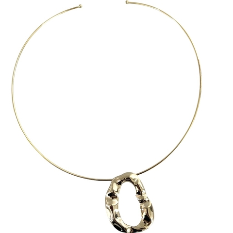 Choker aro pingente oval vazado dourado - comprar online