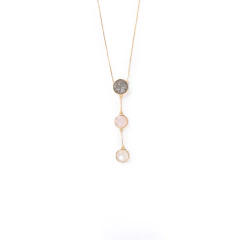 Colar Magnific - Drusa - Quartzo Rosa - Quartzo Leitoso - comprar online