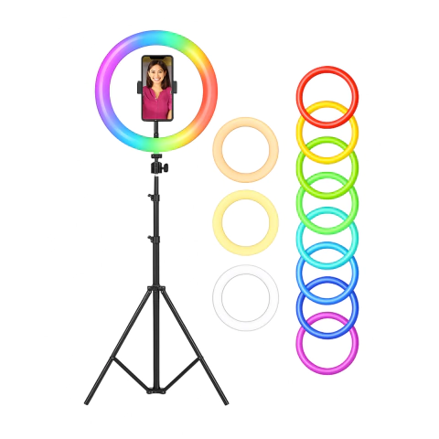 Aro De Luz Led 30 Cm 12 Tripode Rgb Colores Soporte Celular - comprar online