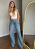 CALÇA JEANS AMPLA RECORTES na internet