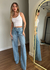 CALÇA JEANS AMPLA RECORTES - comprar online