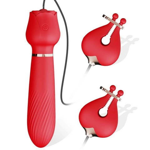 VIBRADOR MULTIFUNCIONAL COM ESTIMULADOR DE MAMILOS RECARREGAVEL