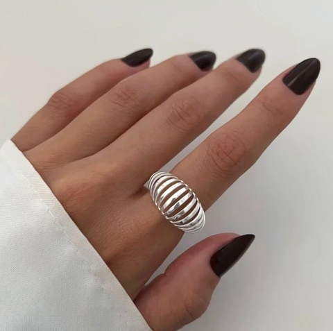 Anel abaulado prata 925