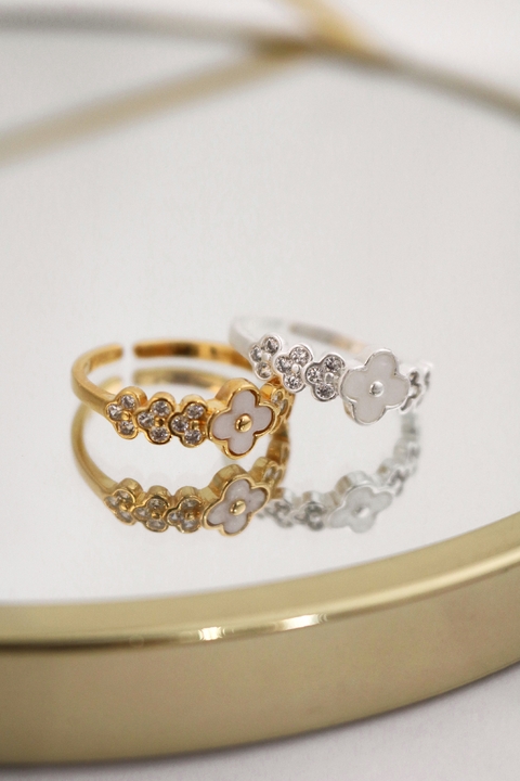 Anel regulável trevo white