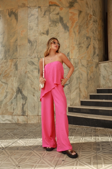 Calça reta Martina rosa