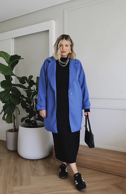 Casaco de lã batida London azul