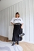 Saia midi de cetim Paola preta - comprar online
