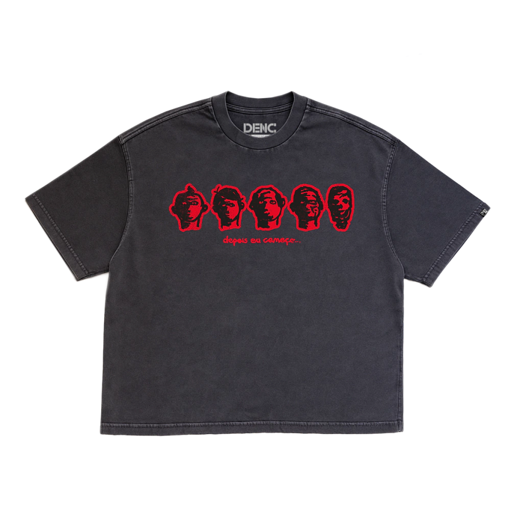 CAMISETA HEAVY BOXY PROCASTINAÇÃO - Preto Marmorizado