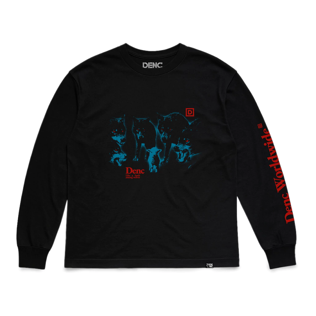 CAMISETA MANGA LONGA MATILHA - Preto