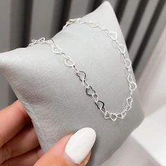 PULSEIRA ELO CORAÇÃO DE 4MM PRATA925 na internet