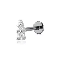 PIERCING COM TRES ZIRCONIAS TRAGUS DE PRATA COM AÇO - comprar online