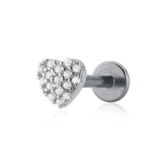 PIERCING CORAÇÃO CRAVEJADO AÇO CIRURGICO COM PATA - comprar online