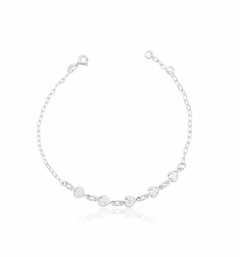 Pulseira com cinco zircônias coração de prata
