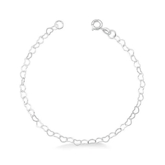 Pulseira elo coração de 2MM de PRATA