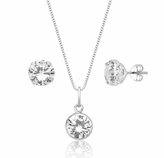 Conjunto redondo ponto de luz CRISTAL de PRATA