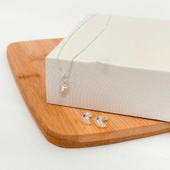 Conjunto brinco e gargantilha lua de PRATA - comprar online