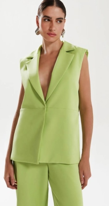 COLETE IÓDICE ALONGADO DETALHE RECORTES VERDE