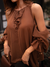 BLUSA OMBRO ABERTO CREPE MARROM - ajo Brand