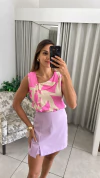 BLUSA NUDE COM ROSA BOTOES NA LATERAL - comprar online
