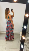 VESTIDO LONGO BOHO ALÇA FUNDO PRETO (COD D42) - comprar online