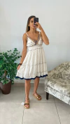 VESTIDO BOHO CURTO ALÇA BRANCO COM AZUL (COD 332) - comprar online