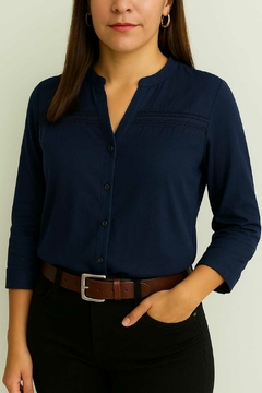 BLUSA CAMISA VISCOLINHO RENDADA MANGA 3/4 - loja online