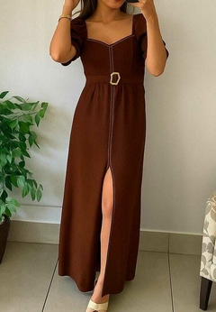 Imagem do VESTIDO LONGO MANGA 3/4 COM PESPONTO