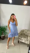 VESTIDO CURTO ALÇA AZUL BEBE BOTOES